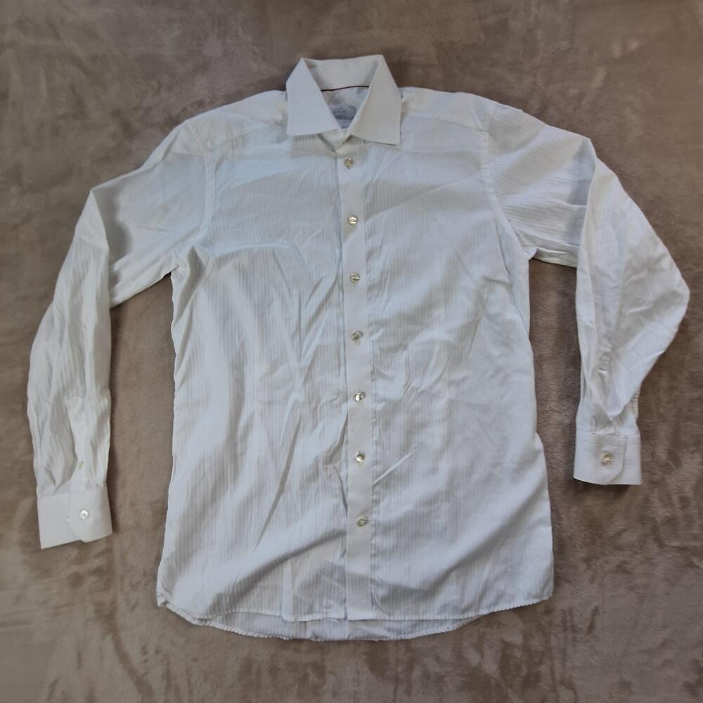 Eton Dress Shirt Mens 16 White Contemporary Long Sleeve Spread Collar Cotton